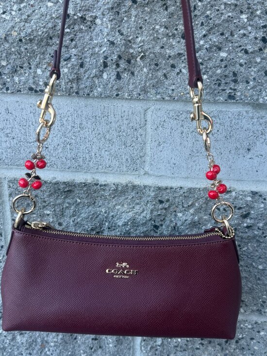 Coach Handbags - COACH nwt coach Charlotte Shoulder bag dark wine CCO18 WITH CHERRY CHAINS